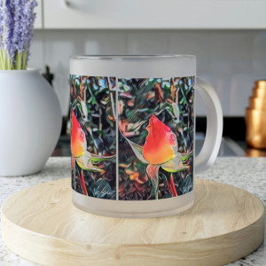 A Rose Frosted Glass Mug Free Shipping