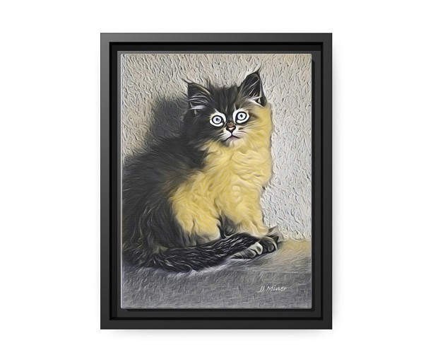 Persian Kitten Matte Canvas, Black Frame Free Shipping