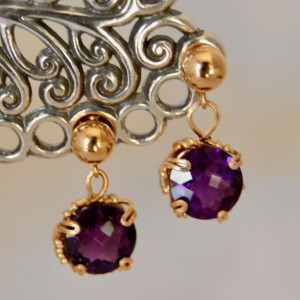 Amethyst Gold-filled Wire-wrapped Earrings