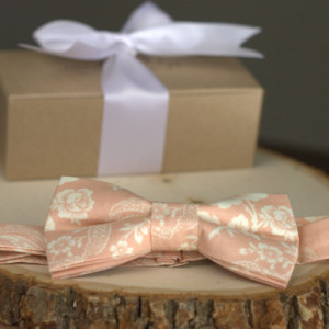 Peach Bow Tie - Blush Bow Tie - Peachy Blush Bow Tie - Floral Bow Tie - Wedding Bow Tie - Peach Blush Bow Tie