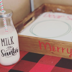 Personalized Santa Tray & Milk Glass