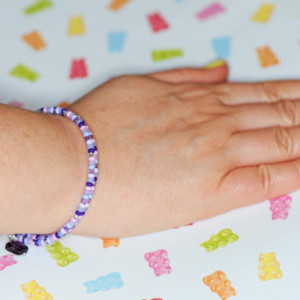 Purple & Pink Seed Bead Mix Memory Wire Bracelet