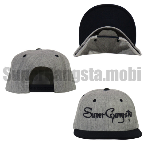 Super Gangsta Snap Back Baseball Hat - Grey & Navy