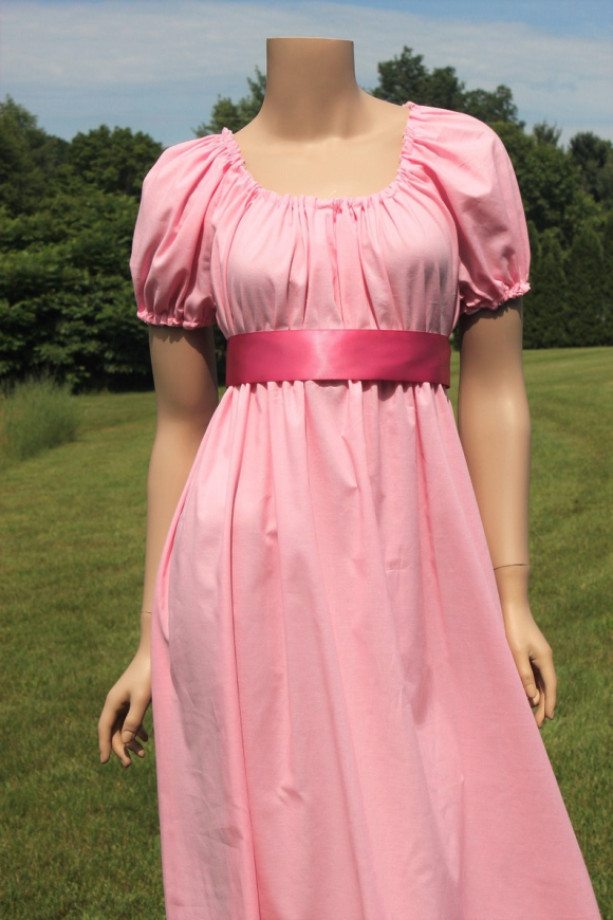 Jane Austen Regency Dress with Sash ~ Made to Order in Premium Fabric