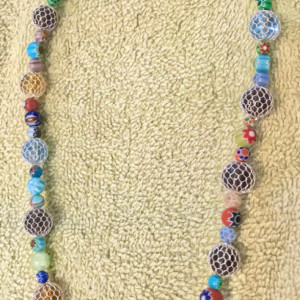 Celebration of Color handmade beaded necklace 17" long 
