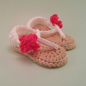 White Baby Girl Sandals - Crochet Baby Sandals - Flower Sandals - Infant Girl Shoes - Baby Girl Sandals - Baby Beach Shoes