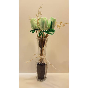 Flower Vase ribbon Decorative Handmade Soap green