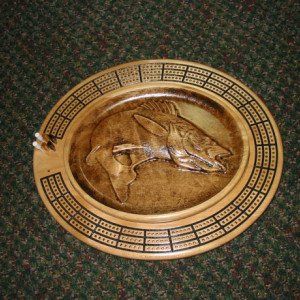 Walleye 3 track oval cribbage board with storage