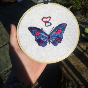 Butterfly Hand Embroidery Hoop- Wall Art (5 inch) *Only One Available!*
