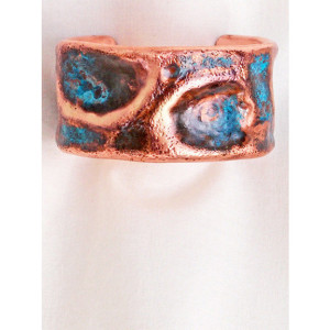 Copper Cuff  Hand Forged Large Dimple Textured Bracelet A