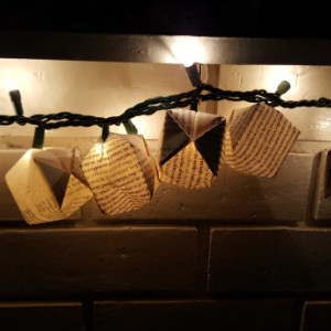 Set of 10 Upcycled Book Page Origami Paper Lanterns