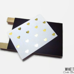 Gold Foil Hearts on White Greeting Card with Envelope (6 Cards)