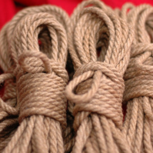 Six 8m Lengths of 6mm Hand Crafted Tossa Jute Rope