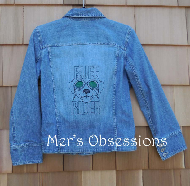 Women's Denim Jacket with Embroidered Dog