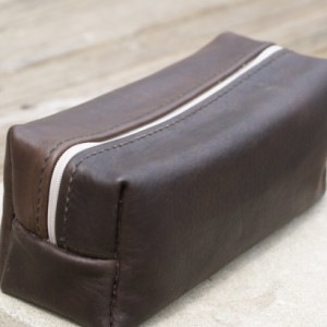 Leather toiletry case, Leather travel bag, Leather dopp kit, Men's leather toiletry bag