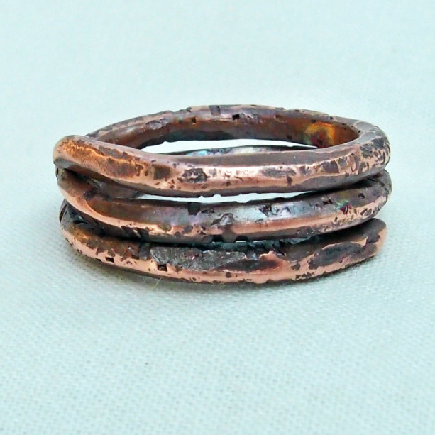 Copper Spiral Coil Ring Size 7 "A" Hand Forged