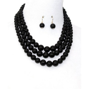 Black Pearl Multi strand Necklace Set