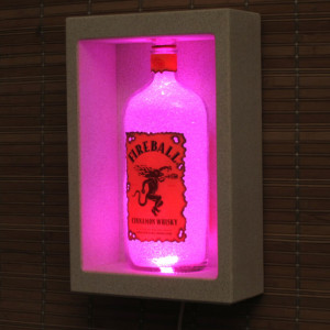 Fireball Whiskey Shadowbox Wall Mount or Tabletop Color Changing Bottle Lamp Bar Light  LED Remote Controlled Eco Friendly