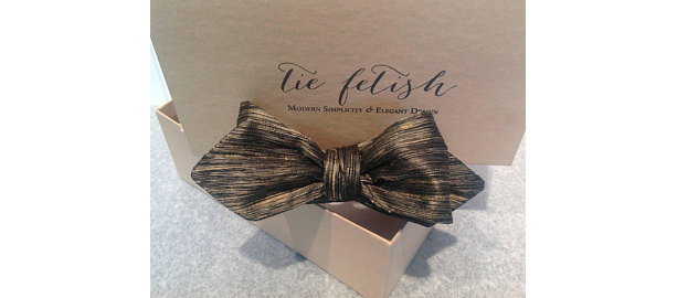 Black and gold stripe dupioni silk bow tie freestyle or pre tied
