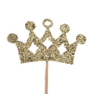 Gold Princess Crown Cupcake Toppers - Set of 12, 1-Sided