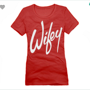 Wifey XS To XL District Brand Crew T-shirt For Women In Red With White Ink