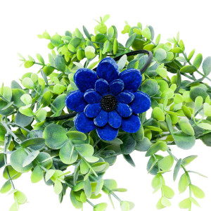 Blue an Black Handmade Flower with Black Headband | Headband | Girl Hair Accessories | Hair Clips | Hair Barrette | Cotton Fabric | Custom