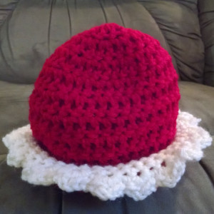 Crocheted Hat & Booties, Scalloped Baby Hat Straight Edge Booties