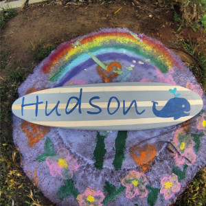 Custom Name - Hanging Surfboard Sign - Beach Decor - Boy - Whale