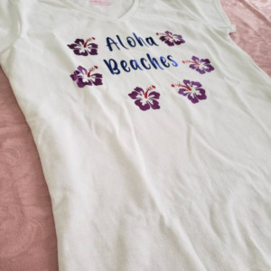 Aloha Beaches ladies tropical beach short sleeved graphic tshirt