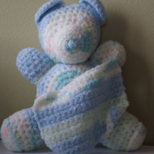 Stuffed Crocheted Bear with Blanket