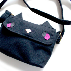 Crossbody Bag Black Cat Kitten Purse Shoulder Bag - by Katie Gariepy