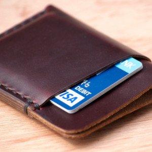 Leather Card Holder, Minimalistic Leather Wallet, Leather Card Wallet, Chromexcel Wallet, Horween Slim Leather Wallet, Burgundy Chromexcel