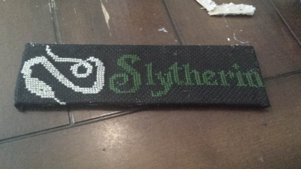 Slytherin Crossstitched Bookmark