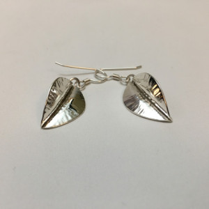 Silver Folded Leaf Earrings