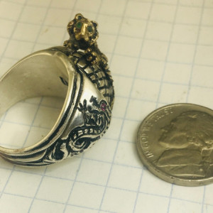 Artisan Made 10k Gold Crouching Tiger Hidden Dragon sterling silver ring