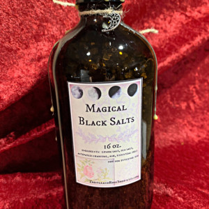 Magical Witch's Black Salt ~ Salt Bottle ~ Ritual Salt ~ Bath Salts 16 oz size, cleansing, renewal, spiritual, BEST SELLER