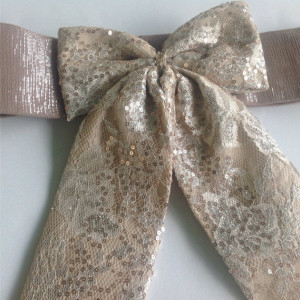 Tan  lace belt bow