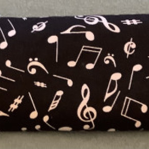 Handcrafted lavender rice pillow musical notes fabric