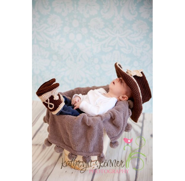Baby cowboy hat and boots set you pick the colors and size-Made to order