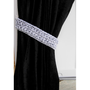 One Pair of Black, White & Light Gray Curtain Tiebacks, Marbled Tie Backs Set, Thick Drapery Holders, Crochet Knit, Simple Modern Holdbacks
