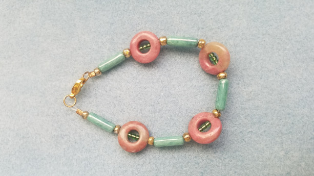 green and pink stone bracelet