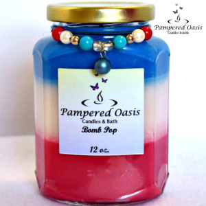 Bomb Pop Soy Candle - Patriotic Soy Candle - Clean Burn Candle - Eco Friendly Candle - USA Soy Candle - Fruit Scented Soy Candle