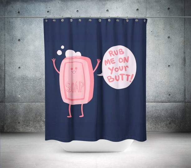 Retro "Rub Me" Soap Shower Curtain
