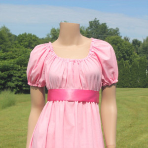 Jane Austen Regency Dress with Sash ~ Made to Order in Premium Fabric