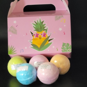 4oz Bath Bomb Set-Customize Set of 5- Variety- For Her- Valentine's Day- Sensitive Skin- Present- Gift-Pineapple