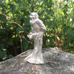 Great Horned Owl pewter figurine, hand cast