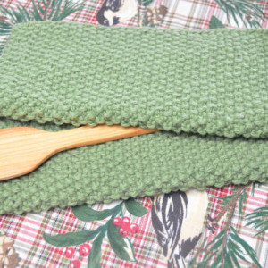 Kitchen Set  Cherry wood Spatula Hand Knit Dish Cloth Hanging Towel Mini Cherry Wood Spatula 