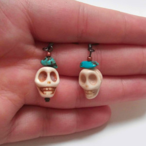 Howlite Skull Earrings