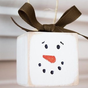 Snowman Wooden block ornaments 