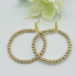 Gold Bead Hoop Earrings 
